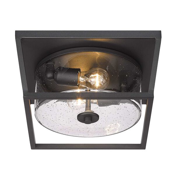 Mercer Natural Black Two-Light Outdoor Flush Mount with Seeded Glass, image 5